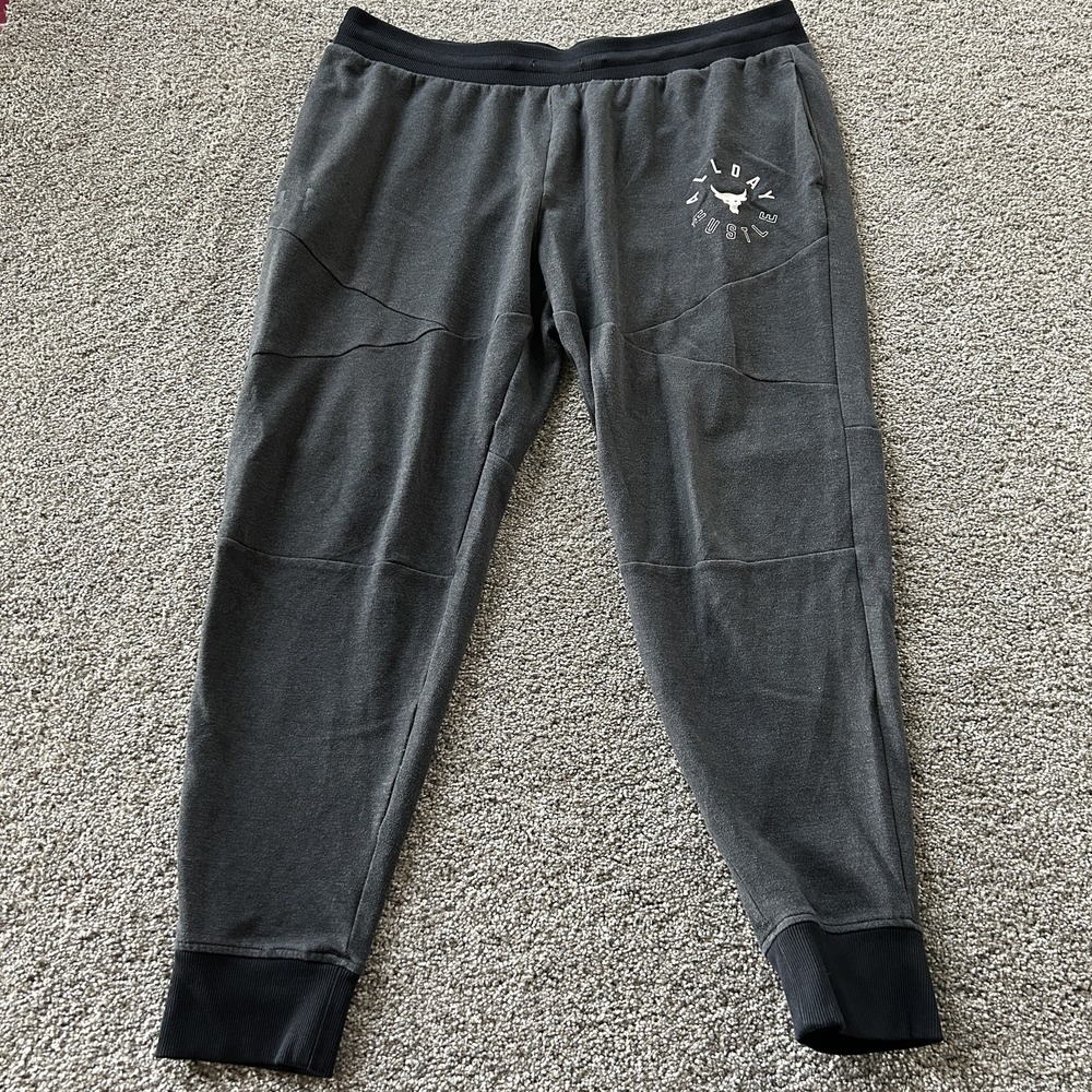Under Armour Project Rock Sweatpants Mens 2XL Gray Elastic Waist Pockets Joggers
